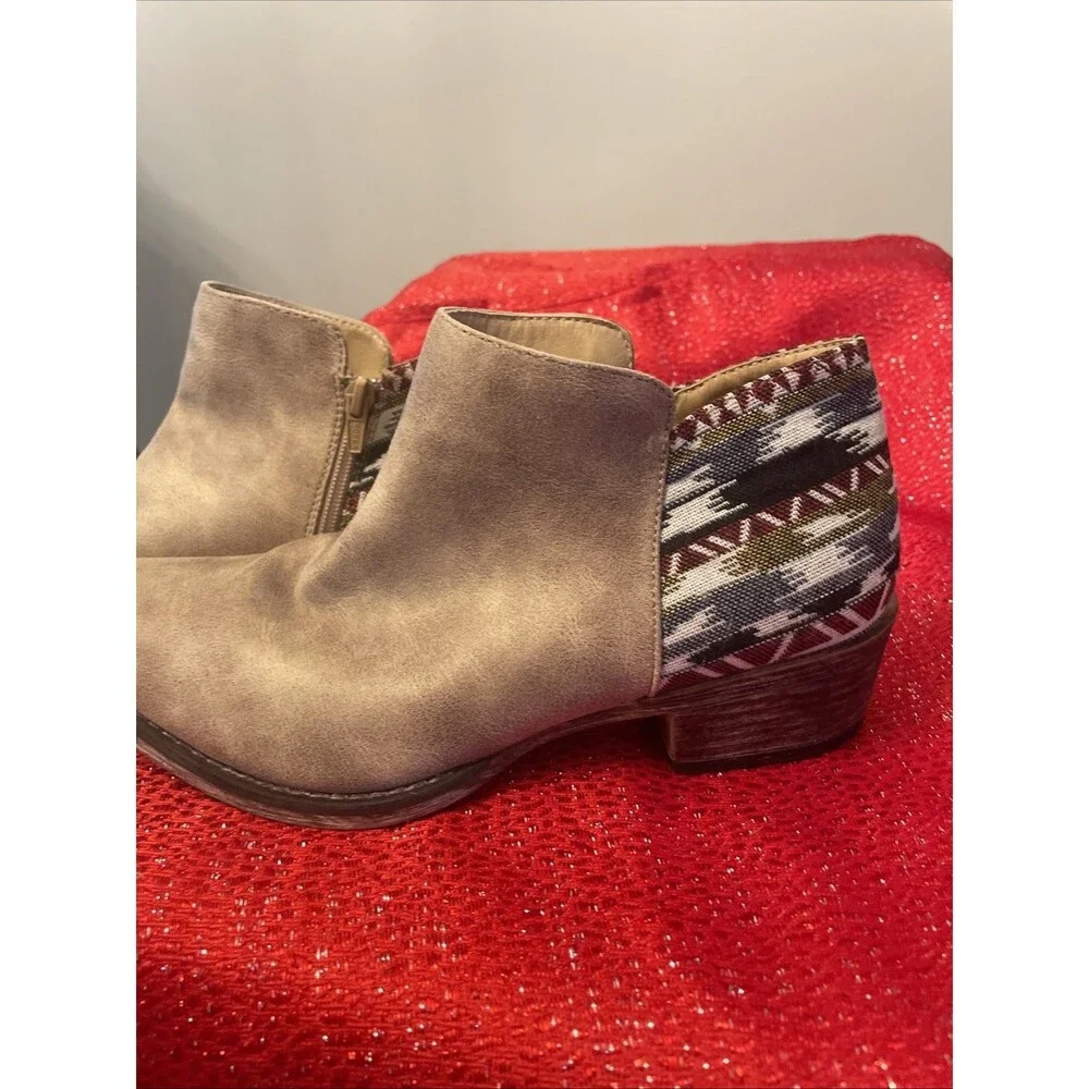 Roper Womens Sedona Brown Round Toe Cowgirl Western Print Ankle Boots size 9.5